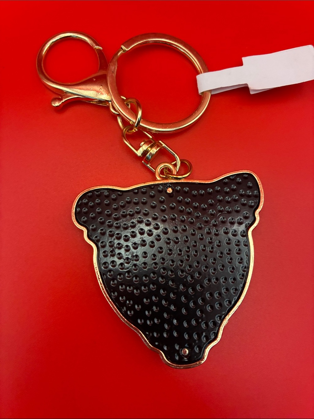 Gold and Black Leopard Head Keychain Charm - Picture 4 of 4